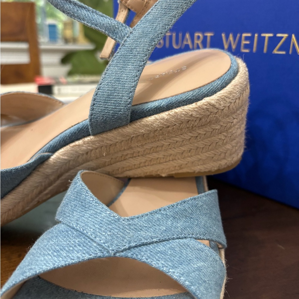 Stuart Weitzman Denim Blue Espadrille Wedges - Picture 2 of 10